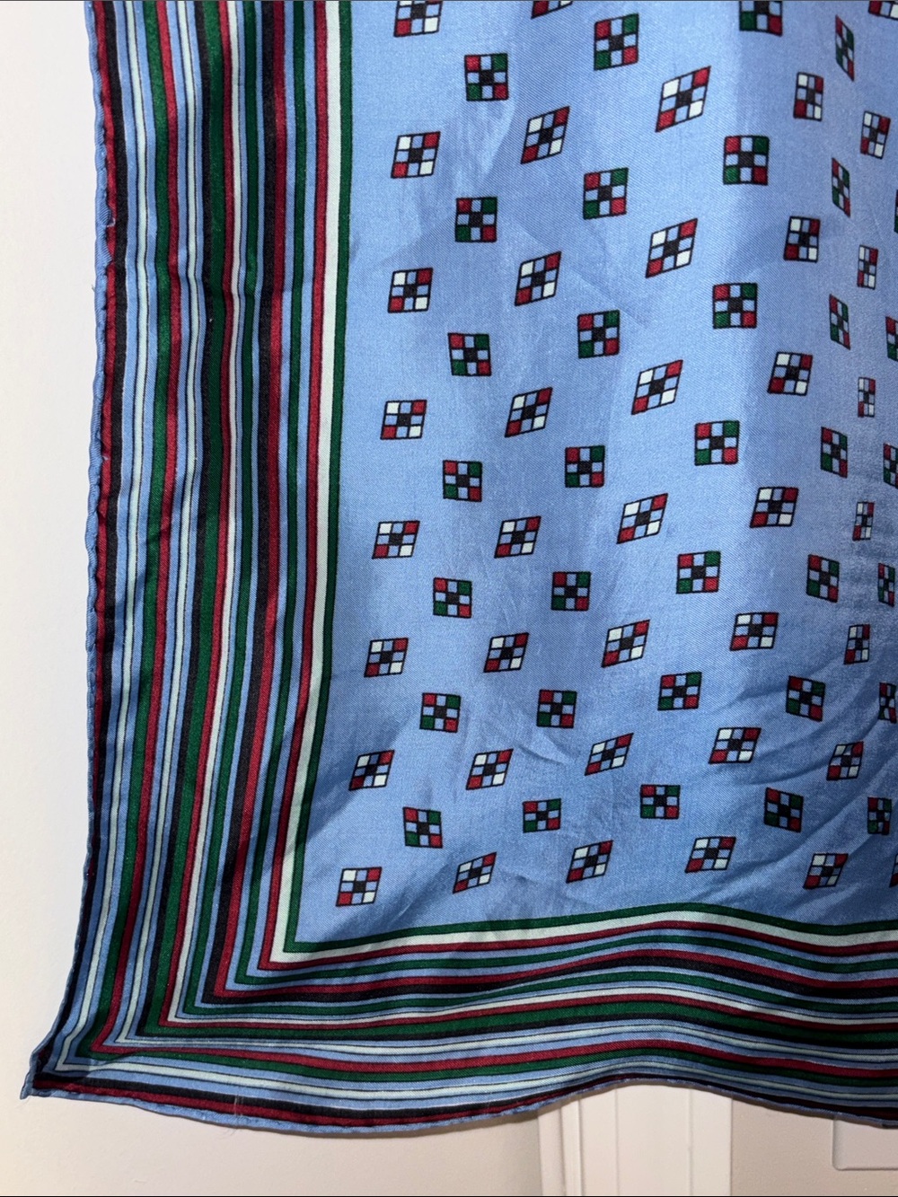 Glentex vintage silk scarf blue